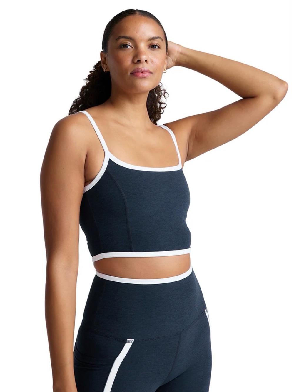 Beyond Yoga Navy Spacedye New Moves High Cropped Tank - Picture 4 of 6